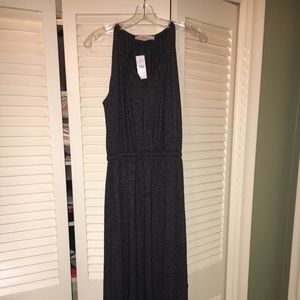 LOFT Tie Neck Maxi Dress